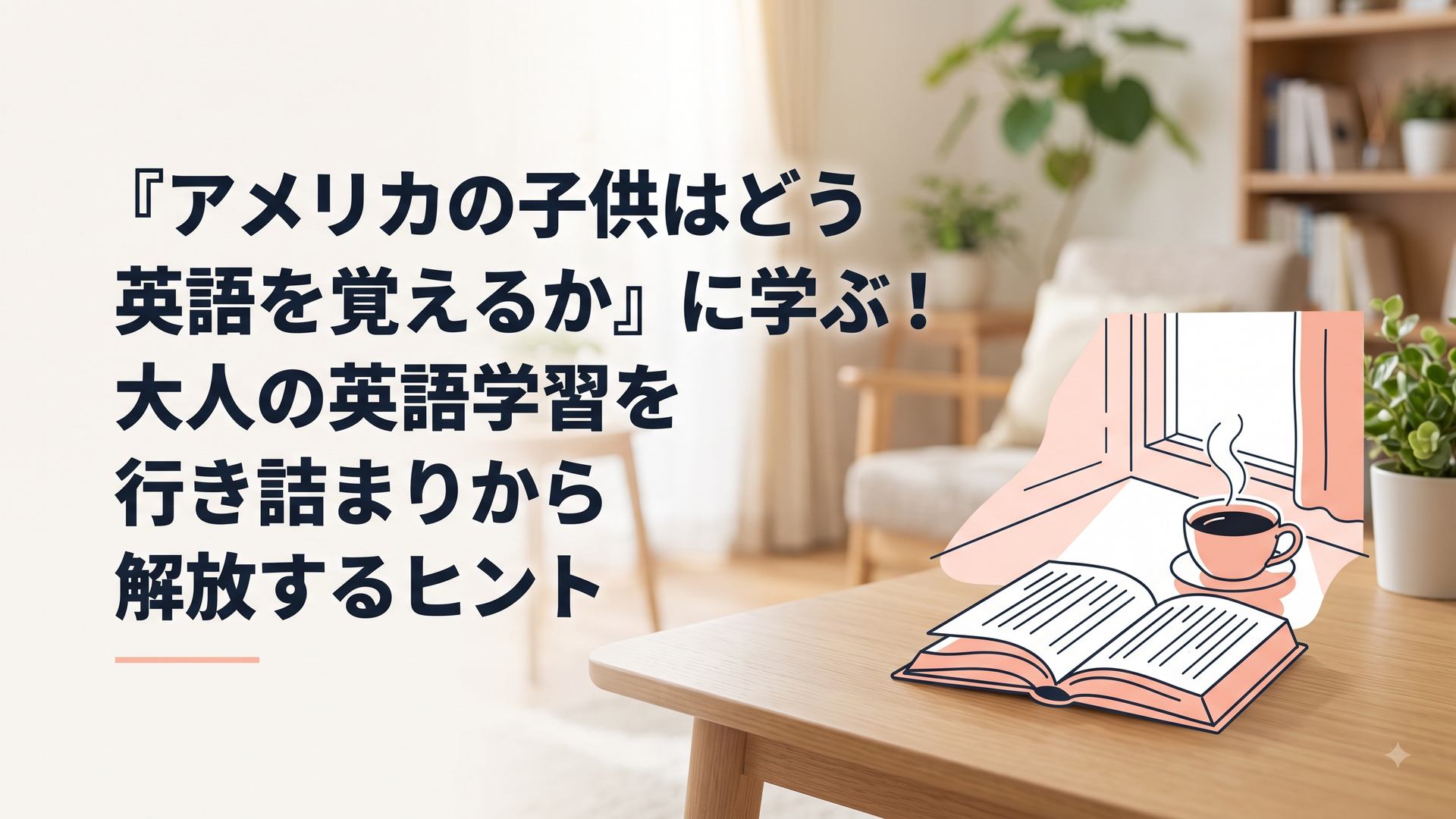 机の上に置かれた文庫本と温かい紅茶のカップ、朝の光が差し込むリラックスした読書風景