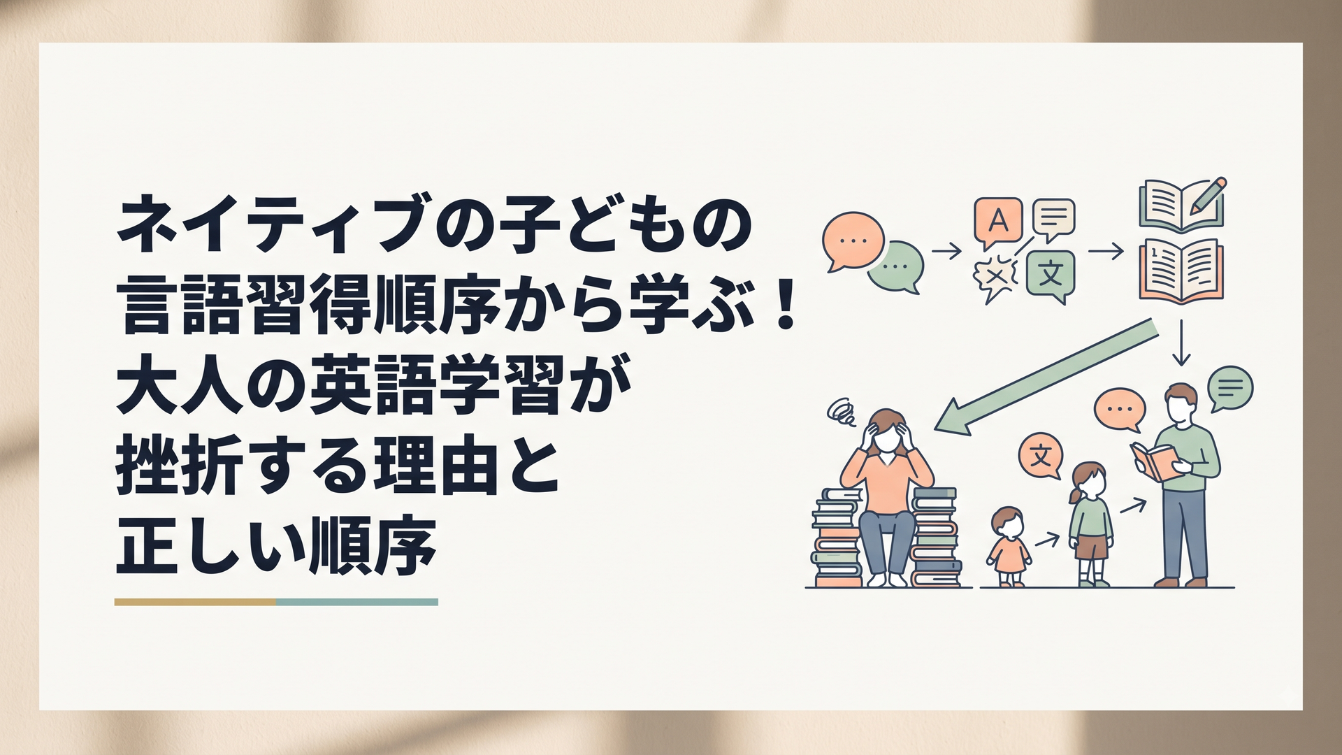 ネイティブの子どもの言語習得順序から学ぶ！大人の英語学習が挫折する理由と正しい順序