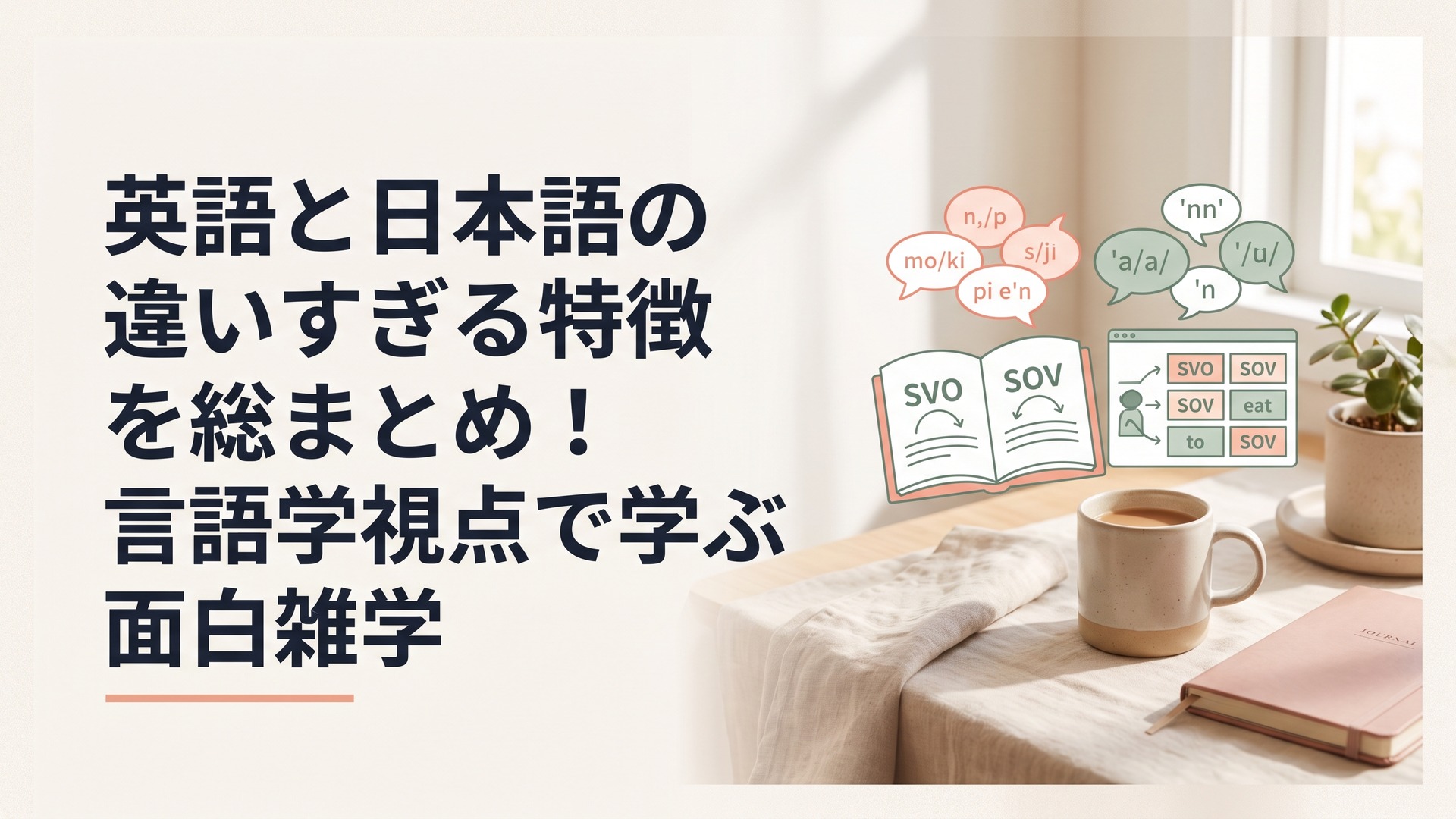 英語と日本語の文法や発音の構造的な違いを比較して学ぶ様子